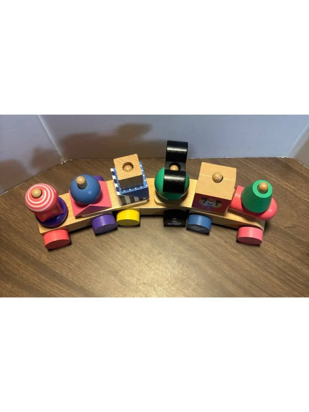 Disney Wooden Stacking Train Toy  Mickey Mouse Wood Block Set Kids Pretend Play